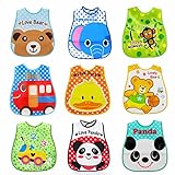 SLOSH Lätzchen Fütterlätzchen Wasserdicht Babylätzchen Abwaschbar Einfache Reinigung für Babys und Kleinkinder Jungen und Mädchen Set (Multicolor)