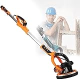Trockenbauschleifer mit Vakuum, einstellbare Geschwindigkeit, mit LED-Lichtern, 6 variable Geschwindigkeiten 900–1200 U/min, für Trockenbau, Decke, Wand