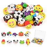 30 Pcs Radiergummi Kinder, Radiergummi Tiere Set, Radiergummi Lustig für Kinder mit Box Verpack, Süße Schulsachen Radiergummi Bunt für Skizzen Schulen Büro Halloween - Random Style