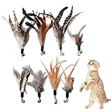 Kireida® 8 Stück Cat Feather Toys Ersatz - Katzen Federspielzeug für Katzen ohne chemische Farbstoffe – inklusive Nachfüllungen für natürliche Katzenfedern
