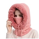 Generisch Mütze Damen Herren Männer Frauen Cap Outdoor Weich Atmungsaktiv Im freien warm reiten Gesicht Cold-Proof Integrated Cold-Proof Kopfbedeckung Maske Frauen Lätzchen Mütze (Red, One Size)