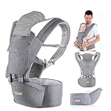 Ergonomisch Babytrage für Neugeborene ab Geburt, Mesh Babybauchtrage Rückentrage Baby-Tragetasche Geeignet für 3-20 kg (Grau)
