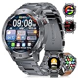 Herren-Smartwatch mit Bluetooth-Anrufen: 3,6 cm (1,43 Zoll) Amoled Display, Smartwatch für Herren, mit 120 Sportmodi, IP68, wasserdicht, Fitnessuhr mit Herzfrequenz/Schlafmonitor für Android iOS