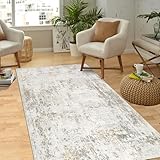Capslpad Beige Abstraktes Teppich Wohnzimmer 80x150cm rutschfest Kurzflor Kunstwolle Schlafzimmer Teppich Waschbar Minimalistisch Bettvorleger Teppiche für Wohnzimmer Schlafzimmer Büro Bereich Dekor