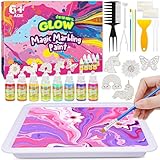 Hapikids Bastelset Kinder ab 6 7 8 9 Jahre, Wassermarmorierungsfarbe für Kinder Basteln Mädchen 7 8 9 10 Jahre Bastelset ab 5 6 7 8 9 10 Geschenk Mädchen 6-12 Kreatives Basteln
