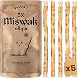 MODOGO Siwak Miswak Stäbchen aus Araq-Holz (Salvadora Persica), natürliche Zahnbürste, reinigend, desinfizierend, aufhellend, umweltfreundlich, biologisch abbaubar und vegan, 5 Stück