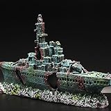 XUBX Aquarium Ornamente, Aquarium Rock Cave Dekoration, Kriegsschiff Berghöhle Zubehör Aqua Deko Für Kleine Garnele Fisch Schildkröte, das dekorative Polyresin Landschaft Für fish Tank (23 X 11X 5cm)…