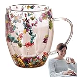 Thermobecher-Set aus – klare Cappuccino-Gefäße, kreatives Milchtrinkgeschirr | Borosilikat-Temperaturstabilität, Brühunterstützung, Utility-Struktur, transparente Zweikammer-Kaffee-Tee-Getränke-S