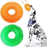 JQTOP Quietschendes Kauspielzeug für Kauer, 12,7 cm, für Zahnreinigung und Training, Spike-Ring, quietschendes Hundespielzeug für kleine, mittelgroße und große Hunde (2 Stück)