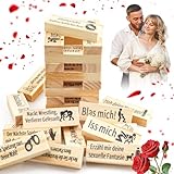 48 Stück Deutsch Stapelspiel aus Holzblöcken for Paare,Lust Tower Blocks,Super Naughty Block Tower Game,Paar Spiele für Paare,Deutsch Spiele für Paare,Lustiges Valentinstag Paarspiel für Erwachsene