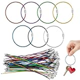 Neerow 60 Stück Schlüsselring Drahtseil, 15cm Schlüsselring Groß, 7 Farben Schlüsselringe Edelstahl, für Gepäckanhänger, Schlüssel, Puppe, ID Tag Wächter