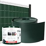 PROTECTO Classic PP Sichtschutzstreifen für Doppelstabmattenzaun, 26 m Rolle (ca. 5 m²), Grün, Polypropylen Premiumqualität, farbstabil