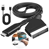 Scart-zu-HDMI-Konverter, All-in-One-Video-Audio-Scart-Kabel auf HDMI-Adapter mit USB-Stromkabel, HD 720p/1080p, Plug-and-Play, für HDTV, DVD-Player, Monitor, Projektor, STB, VHS, Xbox, PS2, PS3, Sky