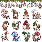 Weihnachtsanhänger Holz 36 Stück – Lustige Weihnachtsdeko Holz Wichtel Anhänger mit Hanfseil, Christbaumschmuck für Weihnachtsbaum Deko, Weihnachtsbaumschmuck ﻿