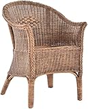 Rattan-Sessel Natur Esszimmersessel Korb-Sessel Rattansessel Rattanstuhl mit Armlehnen Flechtsessel (Vintage Braun)