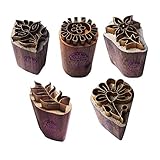 Royal Kraft Blumen Messing Holz Stempel (Set von 5) - DIY Ton, Keramik Blöcke BHtag0002