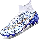 Donbest Fußballschuhe Herren Kunstrasen Fussballschuhe Kinder Jungen Stollen Spikes Cleats Outdoor Sport Football Schuhe Professionelle Trainingsschuhe Fg Ag,White EU38