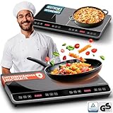 Stillstern Doppel-Induktionskochfeld | Doppel-Induktionskochplatte [3600W] mit Lautlos-Funktion & Turbo-Boost, 12-28cm, 18 Temperaturstufen & Leistungsstufen, 24h Timer, Kindersicherung, Touch