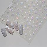 3d Fantasie Dekoration Geprägt Art Nagelsticker Nail Charms, Ozean Blase Nagelanhänger Nagel Charms, Muscheln Seesterne Summer Sticker Charms Nägel, für Niedlich Süß Girl Handbuch Diy