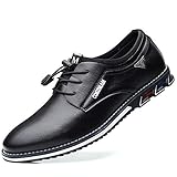 COSIDRAM Herren Schuhe Business Freizeitschuhe Klassische Mokassins Atmungsaktiver Komfort Slipper Wanderschuhe Schwarz 42