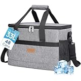 Lifewit 33L Kühltasche Picknicktasche Lunchtasche Mittagessen Tasche Thermotasche Isoliertasche für Lebensmitteltransport, Grau