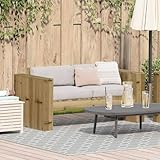 Swpsd Garten Sofa 2-Sitzer 134x60x62 cm Behandeltes Kiefernholz, Modulares Gartenmöbel-Set für Balkon Terrasse und Café873870