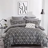 KEAYOO Bettwäsche 135x200 Baumwolle Aesthetic Grau Set Geometrische Kariert Wendebettwäsche mit Reisverschluss Hautfreundliche und Weiche Stoffqualität für Sommer bis Winter
