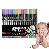 Sghtil Acryllackstifte, Acrylstifte Set | Acrylmalstifte mit Pinselspitze und Punktspitze, Kreative Filzstifte für Stoffe, Acrylstifte Farbstifte für