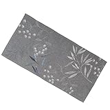 Tischdecke Mitteldecke grau Silber Stickerei Blätter Leinenoptik Verschiedene Größen (35 x 70 cm)