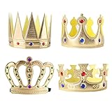 MIVAIUN 4 Stück König Krone King Hat König Königin Kronen Kopfbedeckung zum Kindergeburtstag für Erwachsene Geburtstagskronen Partykronen Kostümzubehör für Karneval Mottoparty Cosplay Halloween