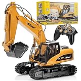 Top Race Ferngesteuerter Bagger Voll funktionsfähiger RC-Traktor Ferngesteuerter Traktor 15 Kanal Professioneller 1:14 BAU Bagger Spielzeug mit Lichtern und Sound für Jungen und Mädchen