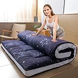 MAXYOYO Futon Matratze, Gepolsterte Japanische Bodenmatratze Gesteppte Bett Matratzenauflage, Extra Dicke Faltbare Isomatte Atmungsaktive Bodenliege Gästebett (Mond und Sterne, 90 x 190 cm)