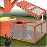 tectake® XXL Freilaufgehege, Kleintierstall, Hasenstall, Kaninchengehege, Freigehege, Kleintiergehege, Schildkröten Gehege, Igelhaus, Meerschweinchen Stall mit Laufgitter (LxBxH): 159 x 109 x 55 cm