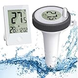 Lrporyvn Pool-Thermometer, Pool- und Badewasser-Thermometer, Kabelloses Schwimmendes Innen- und Außenthermometer