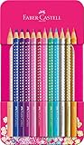 FABER-CASTELL 201737 - Buntstifte Set Sparkle 12-teilig, im Metalletui, dreikant, bruchsicher