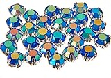 100 x Premium Quality ® Sew on/Glue on Cut Glass Crystals in Silver & Gold Casing, Rhinestones
