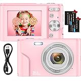 Digitalkamera 1080P HD Kompaktkamera 36 Megapixel Mini-Videokamera 2,4' LCD Digitalkamera wiederaufladbare Fotokamera mit 16X Digitalzoom für Studenten/Erwachsene/Kinder/Anfänger (Rosa)