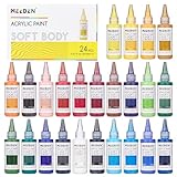 MEEDEN Soft Body Acrylfarben Set: Mattes Finish 24 Farben x 60ml/2oz Premium flüssige Acrylic Paint für Kunstmalerei auf Leinwand Holz Glas für Studenten Erwachsene Künstler
