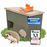 SCHWANFELD® Igelhaus Winterfest mit Boden [SCHÜTZT VOR FRESSFEINDEN] - inkl. Labyrintheingang - Premium Igelfutterhaus mit Labyrinth Eingang - Hochwertige Igelhäuser Igel Haus - Igel Schlafhaus