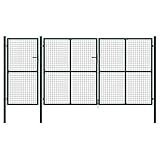 Brokky Gartentor Stahl 400 x 150 cm Zaunelemente GartentüRchen GartentüR Gartenzaun Gartentor Grün