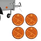 AUTOLIGHT 24 4x Reflektoren Katzenauge Seitenstrahler Anhänger Orange Reflektor selbstklebend mit E-Prüfzeichen Rund 72mm für Anhänger LKW PKW Trailer Wohnwagen