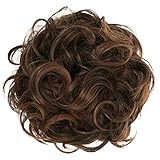 CAISHA Scrunchie Haarteil Haargummi Dutt Haarverdichtung Groß Emilia Gewellt Unordentlich DM15cm Braun Mix G9E