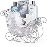 BRUBAKER Cosmetics 6-teilig Pflegeset - Winter Wonder - Beauty Geschenkset mit Vanille Duft - inkl. Glitzer Schlitten Silber