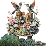 Kolibri-Pflanzstab, dekorativer Acryl-2D-Gartenstecker – Gartenstecker, dekorative Kunst, Rasendekoration für Topfpflanzen, Frühlingsdekoration