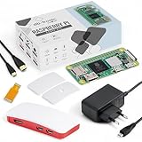Raspberry Pi Zero 2 W Starter-Set | Offizielles Gehäuse mit 3 Abdeckungen | Netzteil 13W | Mini HDMI Kabel 1m | Kamera-Kabel | Gummifüße | Raspberry Pi Zero 2 W 512MB RAM