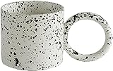 Tassen. Kaffeetasse, Tassen, Kaffee-Milch-Tee-Keramiktassen, große Ohrring-Kaffeetasse, Keramiktasse, runder Griff, handgefertigt, gepunktete Tasse, handgeknitterte Frühstücksmilchtasse(Black Spot)
