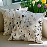 Vorysum Outdoor Kissen Wetterfest Kissenbezüge 40x40 cm Blumen Kissenbezug Abstrakt Dekokissen Sommer Sofakissen Böhmen Kissenhülle aus Polyster für Garten Sofa Wohnzimmer Bett 2er Set