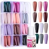 FANDAMEI 12 Farben 288 Stk. Glatte Künstliche Nägel zum Aufkleben Lange Ballerina, Coffin Falsche Nägel, Acryl Nagelspitze, Lange Künstliche Fingernagel Ballerina