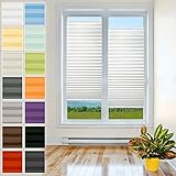 Plissee Rollo mit Klemmfix - Jalousie ohne Bohren, TOP QUALITÄT Pearl Stoffkollektion | Easyfix klemmträger verspannt | Faltrollo Sichtschutz und Sonnenschutz Fenster - [Weiß, B: 90cm, H: 100cm]