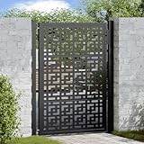 LAPOOH Gartentor Schwarz 105x130 cm Stahl Kreuz-Design, Gartentür, Zauntor, Garten Tor, Gartenpforte, Garden Gate, Gartentüre - 4101000